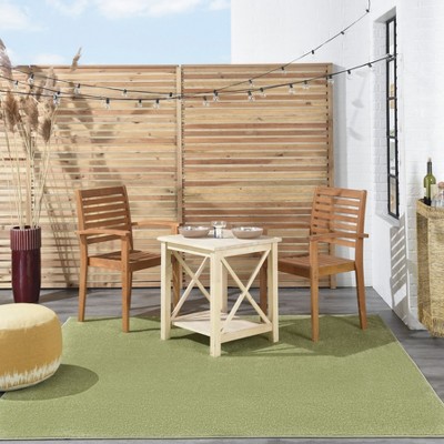 Mossy Green Square 7' Synthetic Flat-Woven Indoor/Outdoor Rug