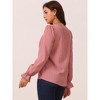 Seta T Women's Lace V Neck Lantern Sleeve Dressy Casual Fall Winter Fashion T-Shirt - 4 of 4
