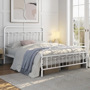 Yaheetech Metal Platform Bed Frame with Vintage Headboard and Footboard - 1 of 4