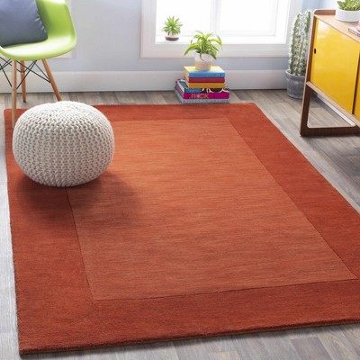 Hauteloom Bordered Solid Brick Red Wool Rug