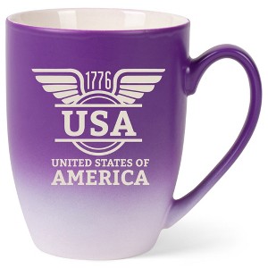 100 North United States of America 10 Ounce Purple and White Two Toned Ombre, Comfortably Fits Your Hands, Ceramic Tea Coffee Cup Mug, USA United - 1 of 1