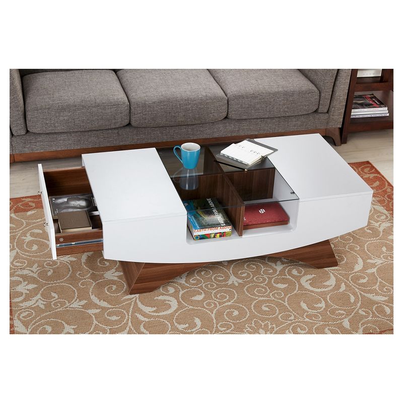 Kasha Curved Multi-storage Coffee Table White/Light Walnut - HOMES: Inside + Out, 4 of 6