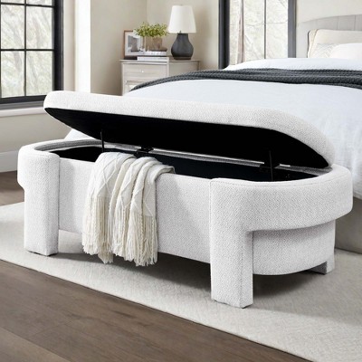 NicBex Modern 51.5" Linen Storage Bench with Wood Frame for Bedroom and Living Room