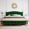 Velvet Upholstered Bed Frame with Solid Wooden Slats Support and Button Tufted Headboard - 3 of 4