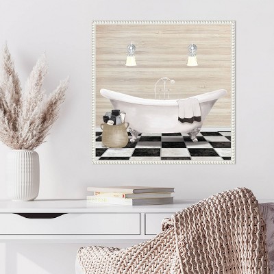 Elizabeth Medley Bathroom Scene White Canvas Wall Art with Floater Frame
