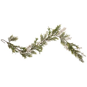 Northlight 5' x 10" White Berry and Frosted Pine Christmas Garland, Unlit - 1 of 3