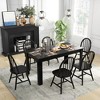Tangkula 7 PCS Dining Set Rectangular Wooden Dining Table 6 Windsor Chairs Kitchen Black - 3 of 4