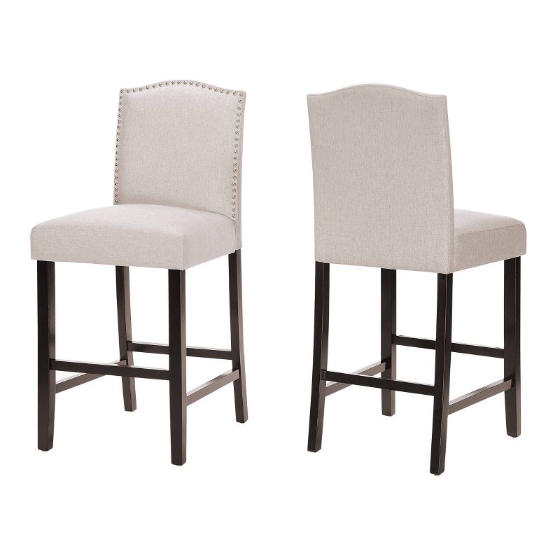 Set of 2 Darren Contemporary Upholstered Counter Height Barstools with Nailhead Trim - Christopher Knight Home, 1 of 13