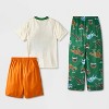 Boys' 3pc Jurassic Park Pajama Set - Orange - 2 of 4