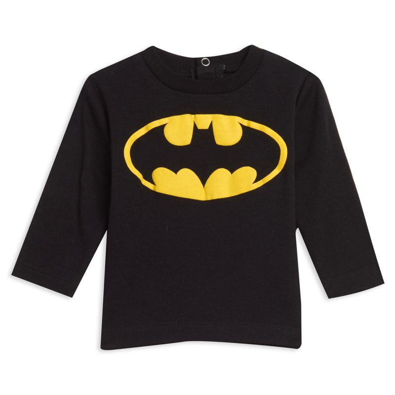 DC Comics Justice League Batman Baby Bodysuit Pullover T-Shirt and Pants 4 Piece Layette Set Newborn to Infant , 3 of 10