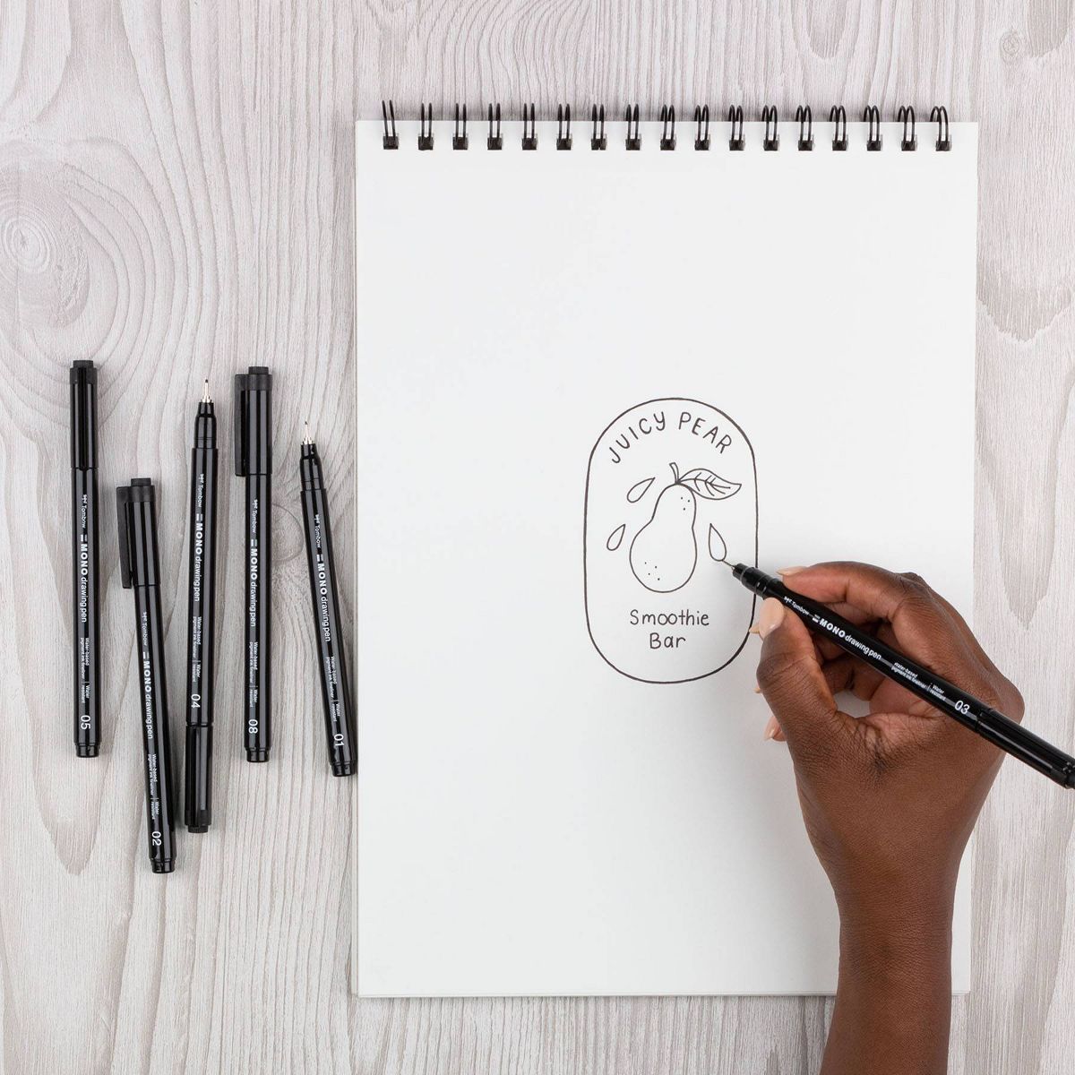 6ct MONO Drawing Pens Black - Tombow: Quick Drying, Durable Tip, Technical & Illustration Pens, Bold to Extra Fine Points - thumbnail 7