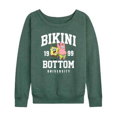 Women's - SpongeBob SquarePants - Bikini Bottom University Lightweight French Terry Wide Neck Long Sleeve Shirt