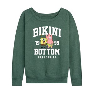 Women's - SpongeBob SquarePants - Bikini Bottom University Lightweight French Terry Wide Neck Long Sleeve Shirt - 1 of 4