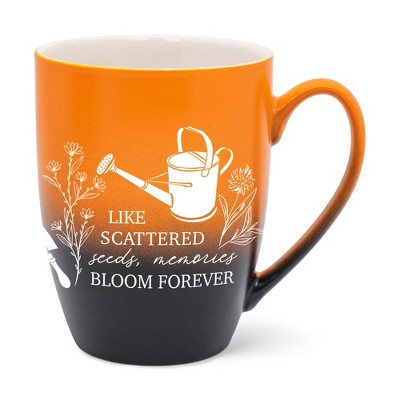 Elanze Designs Like Scattered Seeds Memories Bloom Forever Two Toned Ombre Matte Orange and Black 12 ounce Ceramic Stoneware Coffee Cup Mug
