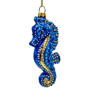 Exotic Seahorse Glass Christmas Ornament, Aquatic Beach Themed Nautical Decor| OrnamentallyYou - 1 of 4