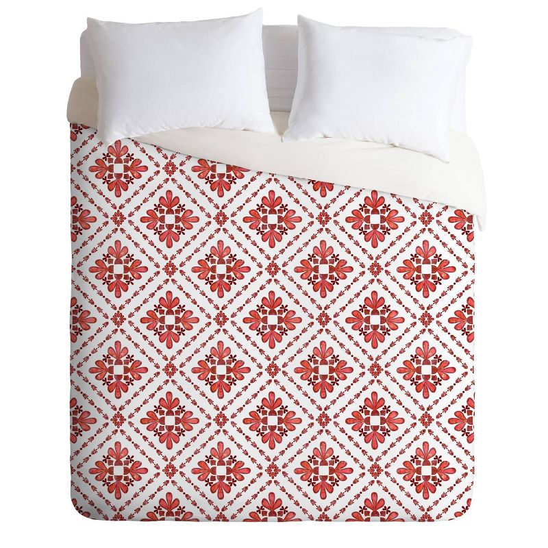 Queen/Full Schatzi Brown Boho Tile Comforter Set Red - Deny Designs, 1 of 9