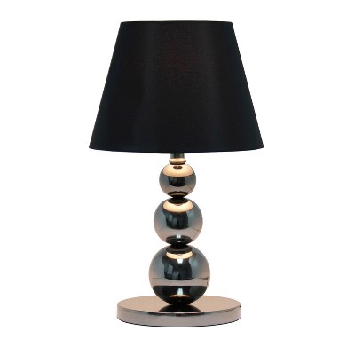 Pearl Black Metal 19'' Three Tier Ball Table Lamp