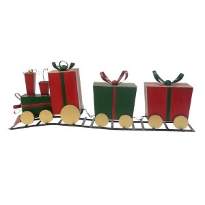 NAYSAYE Party Decoration and Accessories Festive Iron Train Decoration Set for Holiday Celebration, Red, 11.1"*17.25"*14.44" - 1 of 4