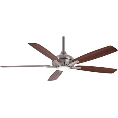 60" Minka Aire Modern Indoor Ceiling Fan with LED Light Remote Control Brushed Nickel for Living Room Kitchen Family Home Office