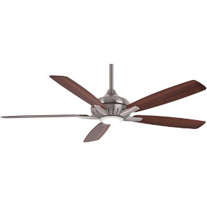 60" Minka Aire Modern Indoor Ceiling Fan with LED Light Remote Control Brushed Nickel for Living Room Kitchen Family Home Office - 1 of 4