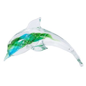 Beachcombers Blue/Green Swirl Core Dolphin Figure Coastal Beach House Decor Decoration - 1 of 2
