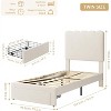 Twin Bed Frame with Storage Drawer and Headboard, Velvet Upholstered Bed Frame, Strong Wooden Slats Support, Noise-Free, Easy Assembly, Beige - 2 of 4