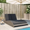 vidaXL Patio Sun Lounger Gray PE rattan Dual seat large outdoor lounger - 3 of 4