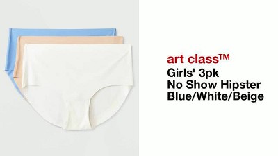 Girls' 3pk No Show Hipster - art class™ Blue/White/Beige L