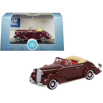 1936 Buick Special Convertible Coupe Cardinal Maroon 1/87 (HO) Scale Diecast Model Car by Oxford Diecast