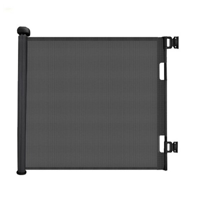 Black Retractable Mesh Pet Gate for Stairs and Doorways