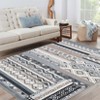Vintage Geometric Patchwork Area Rugs for Living Room Machine Washable Carpet - 4 of 4