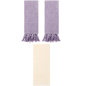 REGALWOVEN 3 Packs Striped and Tassels Hand Towels for Bathroom 14" x 30" - 1 of 4