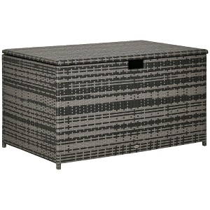 Aghana Digitals 113 Gallon Rattan Outdoor Storage Box with Waterproof Liner & Pneumatic Lift, Steel - 1 of 4