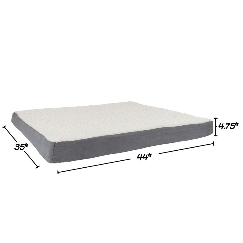 Orthopedic Dog Bed - 2-Layer 44x35-Inch Memory Foam Pet Mattress with Machine-Washable Cover for Large Dogs up to 100lbs by PETMAKER (Gray), 2 of 8