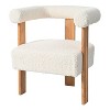 Homy Casa Upholstered Accent Chair with Curved Back and Wood Frame, White - 2 of 4