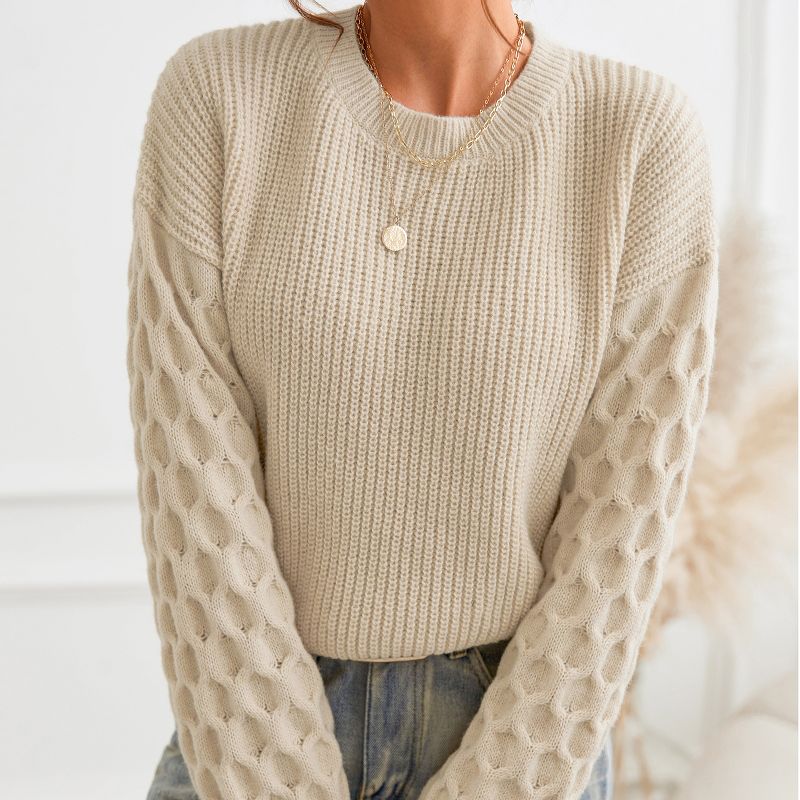 Women's Long Sleeve Honeycomb Knit Pullover Sweater - Cupshe, 3 of 7
