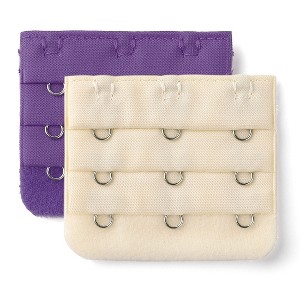 Allegra K Women's 3 Hook 3 Row Stretchy Bra Strap Extenders Hooks Bra Band - 1 of 4