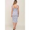 PinkBlush Light Blue Floral Smocked Fitted Maternity Dress - 3 of 4