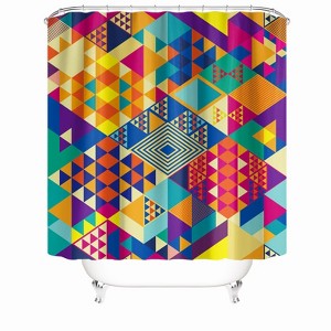 Retro Prismatic Pattern Shower Curtains for Bathroom Waterproof Fabric Bath Curtain Durable Soft Stylish Bathroom Decor 72x72 Inch - 1 of 1