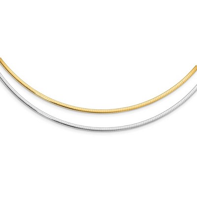Black Bow Jewelry 2mm 14k Two Tone Gold Reversible Adjustable Omega Necklace 16-20 Inch
