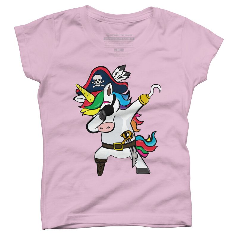 Girl's Design By Humans Dabbing Dance Pirate Unicorn Gifts Funny Halloween Costume Gift By lukesstore T-Shirt, 1 of 4