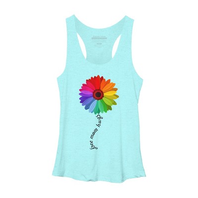Adult Design By Humans Free Mom Hugs Pride Rainbow Sunflower By Avocato Racerback Tank Top