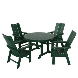 WestinTrends 5 Piece Outdoor Patio Dining Round Table and Modern Armchair Set - 1 of 4