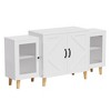 Hyleory TV Stand Cabinet, Mid Century Modern TV Stand for 55/60/65 inch TV, Farmhouse TV Stand, Entertainment Center with Storage,White - 2 of 4