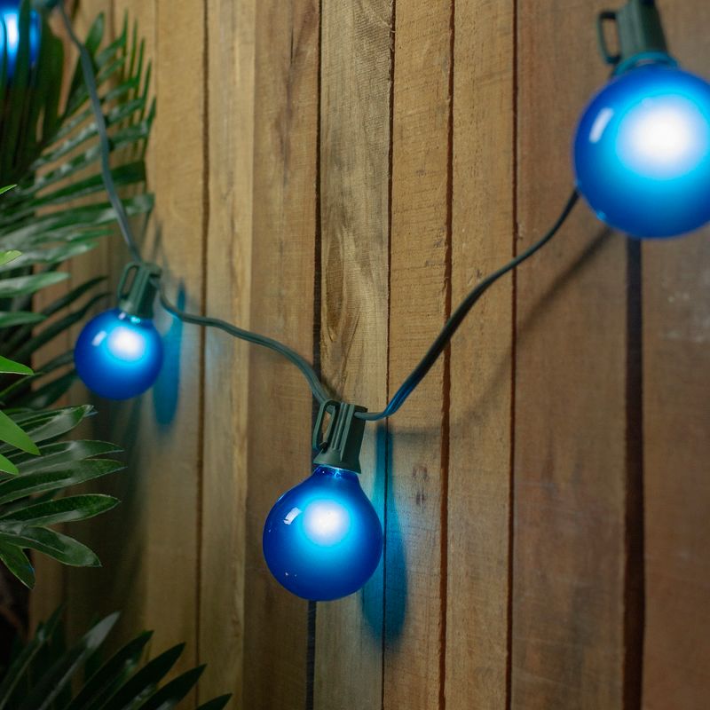 Northlight Set of 15 Blue Satin G50 Globe Christmas Lights - Green Wire, 2 of 4