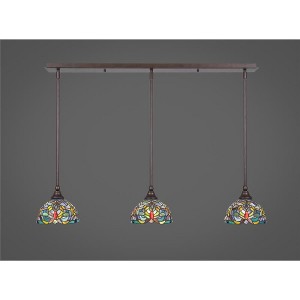 Toltec Lighting Any 3 - Light Chandelier in  Bronze with 7" Kaleidoscope Art Glass Shade - 1 of 1
