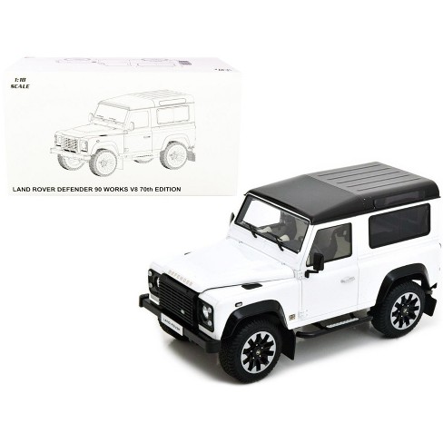 Land Rover Defender 90 Works V8 White with Gloss Black Top "70th Edition" 1/18 Diecast Model Car by LCD Models - image 1 of 4