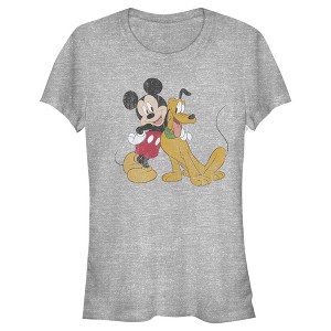 Juniors Womens Mickey & Friends Mickey and Pluto T-Shirt - 1 of 4