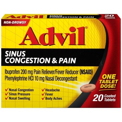 Advil Sinus Congestion & Pain Relief Tablets - Ibuprofen (NSAID) - 20ct