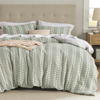 Cotton Duvet Cover Boho Textured Embroidery Jacquard Duvet Cover Set Soft and Breathable Bedding Set for All Seasons